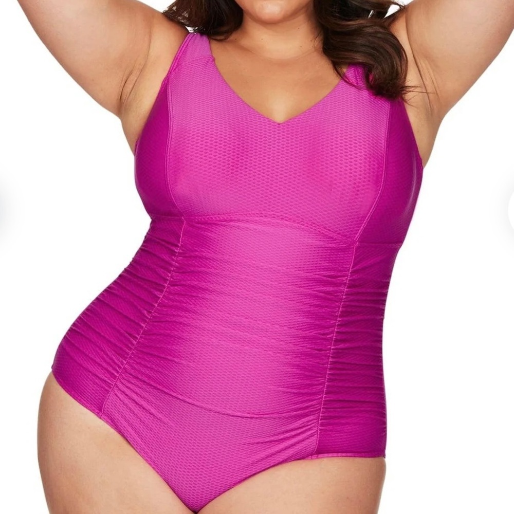 NWT Artesands Serenade Pink Raphael E/F Underwire One Piece Swimsuit Sz US 18+